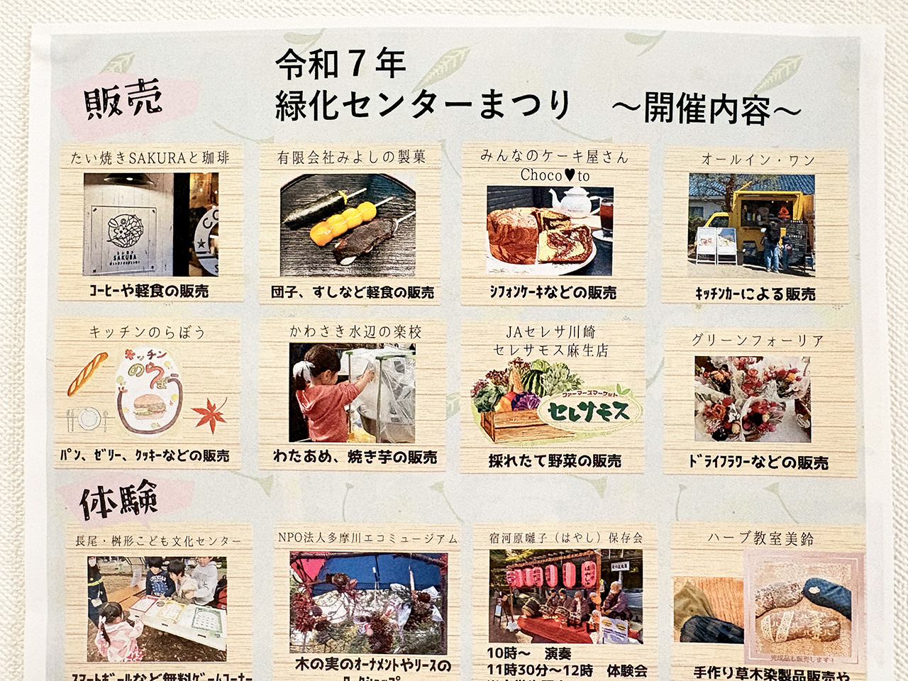 緑化センターまつり2025チラシの裏面詳細