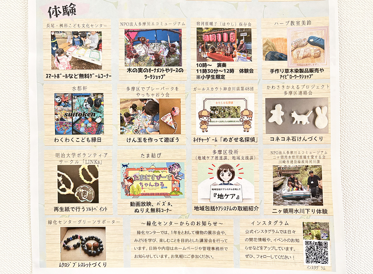 緑化センターまつり2025チラシの裏面詳細