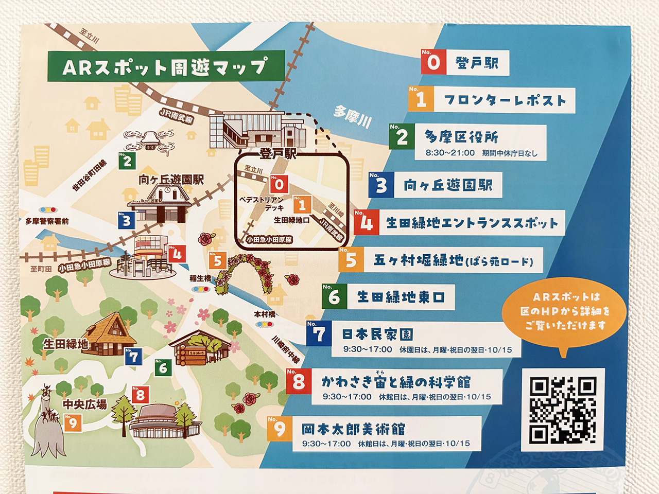 多摩区スタンプラリーの周遊マップ