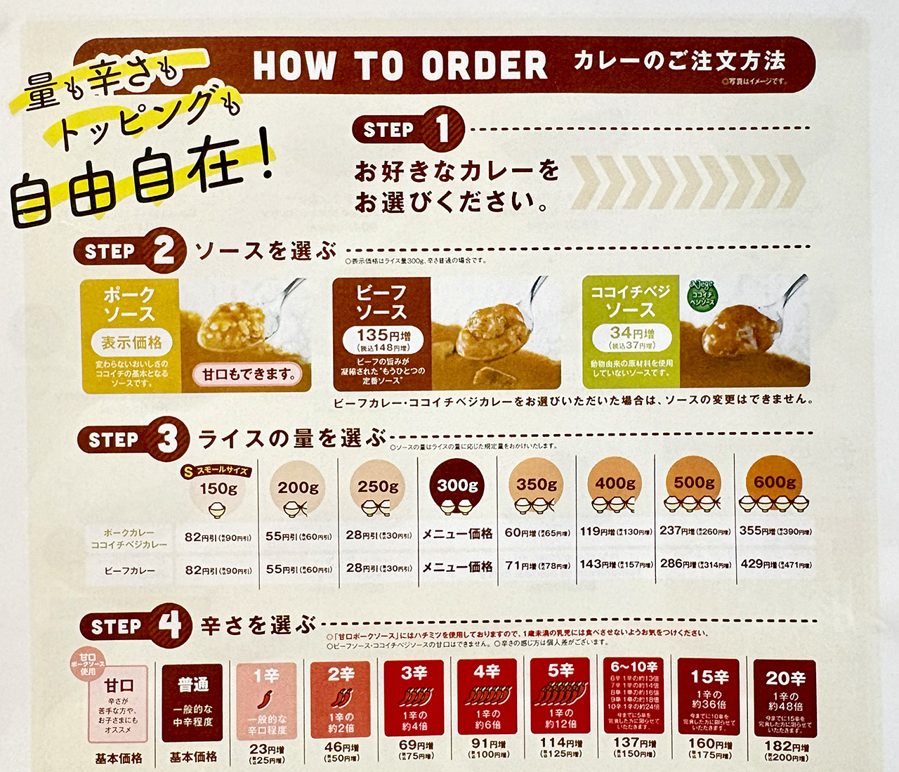 CoCo壱番屋の注文方法（HPより）