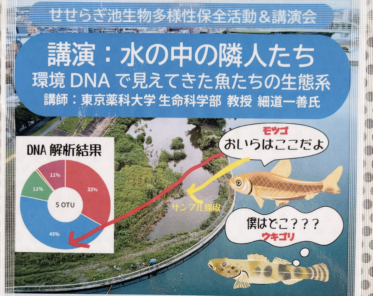 二ヶ領せせらぎ館「水の中の隣人たち」環境DNA講演会