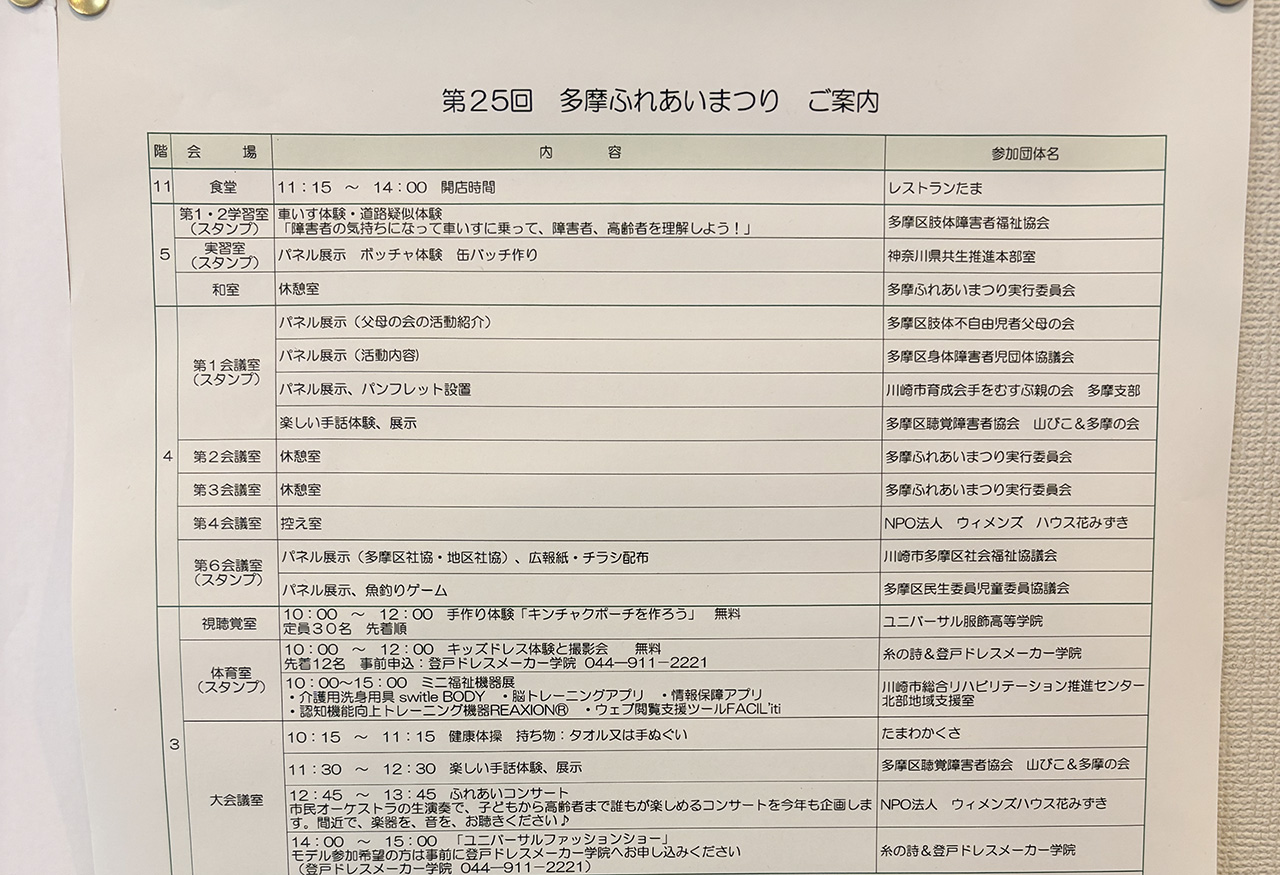 第25回多摩ふれあいまつりの会場一覧