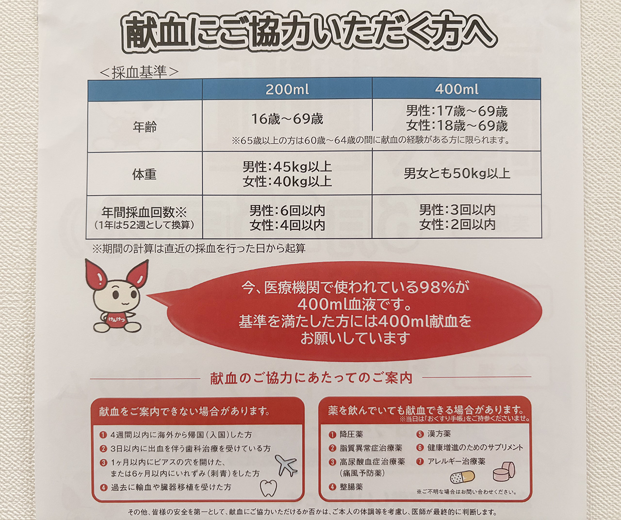 多摩区役所での献血