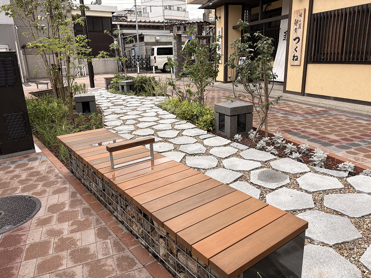 のぼりっとガーデン「ガビオンベンチ」